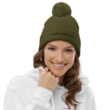 Bonnet à pompon vert chaud et doux pour femme