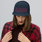 Casquette Trucker Bleu Navy KLibre Connection avec broderie fushia